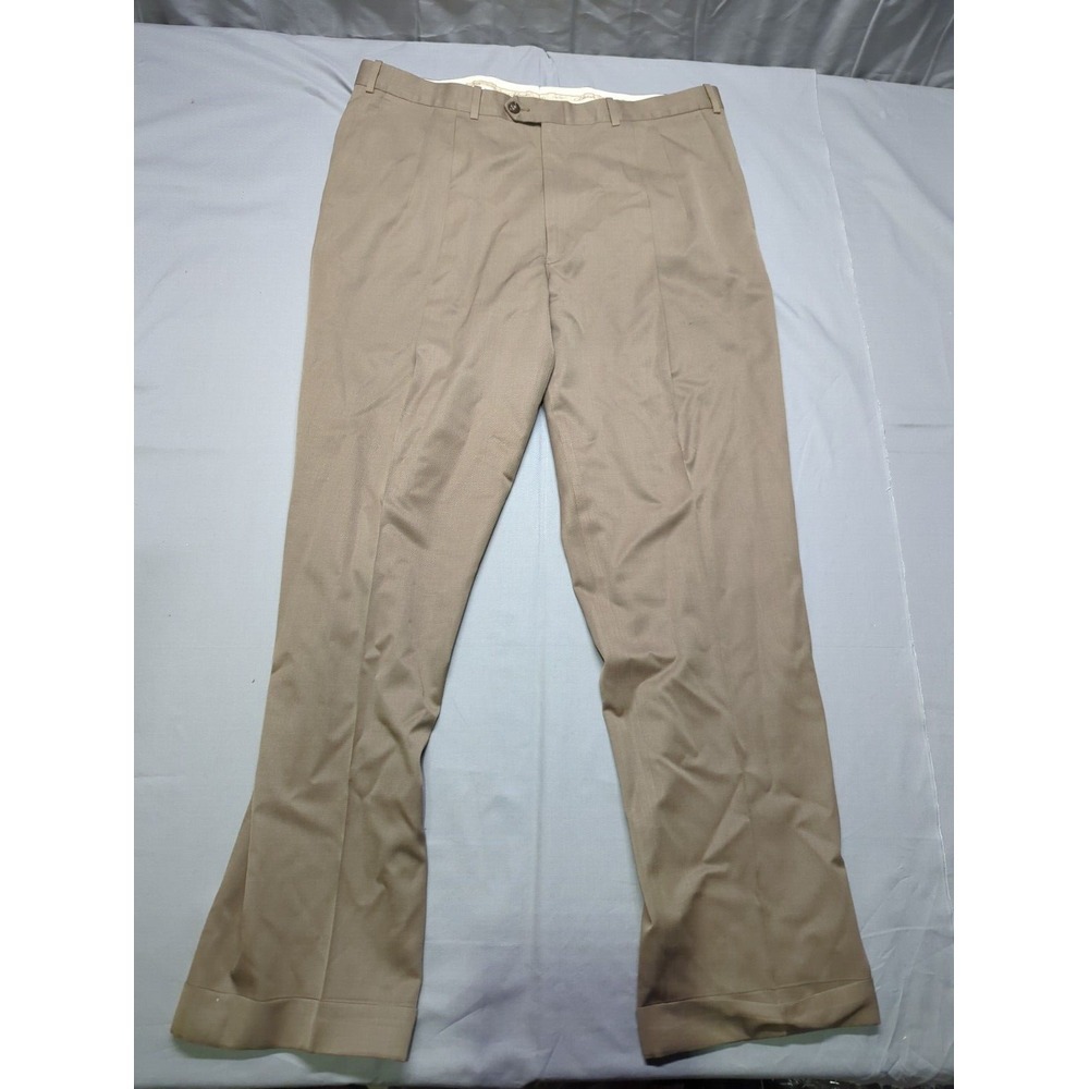 JB Britches Winston 760 Mens 38R Tobacco Brown Worsted Wool Dress Pants Cuff‎